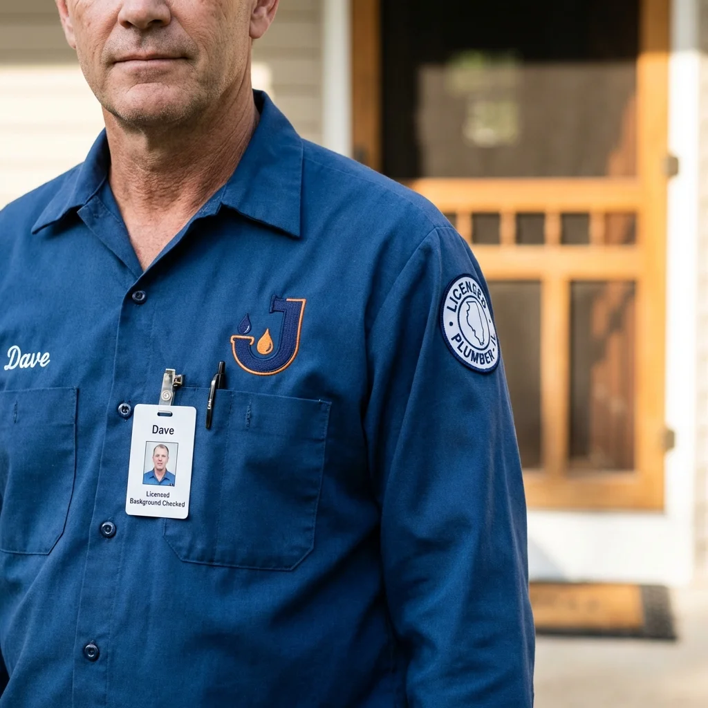 Licensed plumber showing ID badge in Haverhill, NH