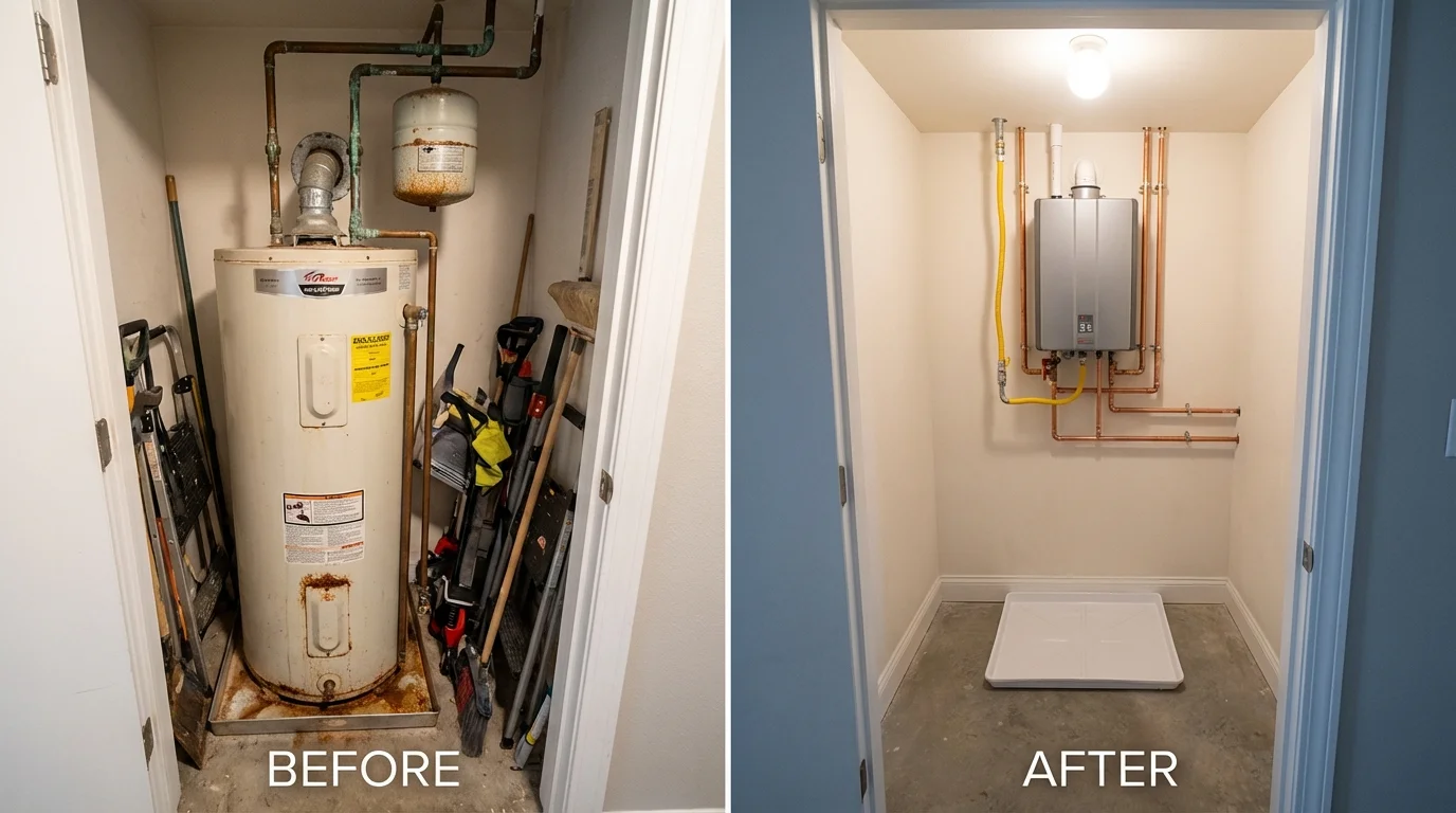Tank water heater versus wall-mounted tankless unit comparison for Haverhill, NH homeowners